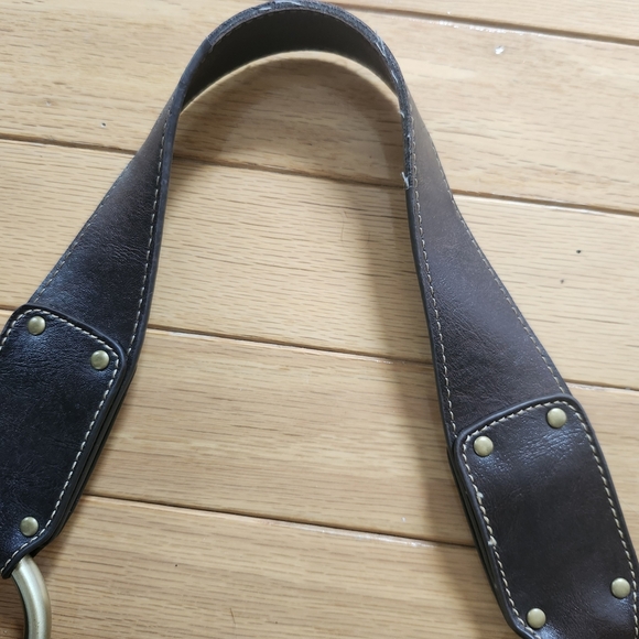 Franco Sarto Green and Brown Shoulder Bag with Gold Accent Vintage Boho Design - Picture 10 of 13